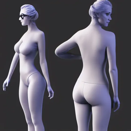 prompthunt: 3d model tpose turnaround of female sci fi character