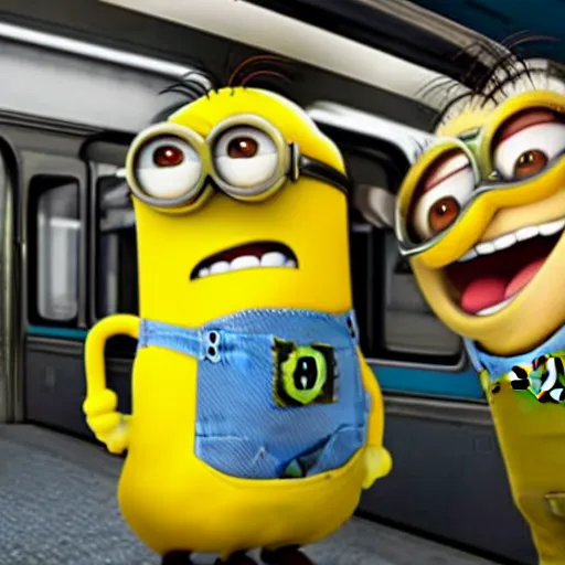 Image similar to subway jared luring minion with a banana