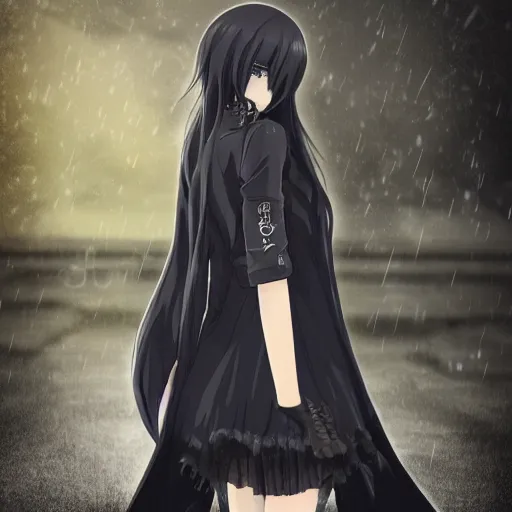 Anime girl with black 2024 hair and black eyes