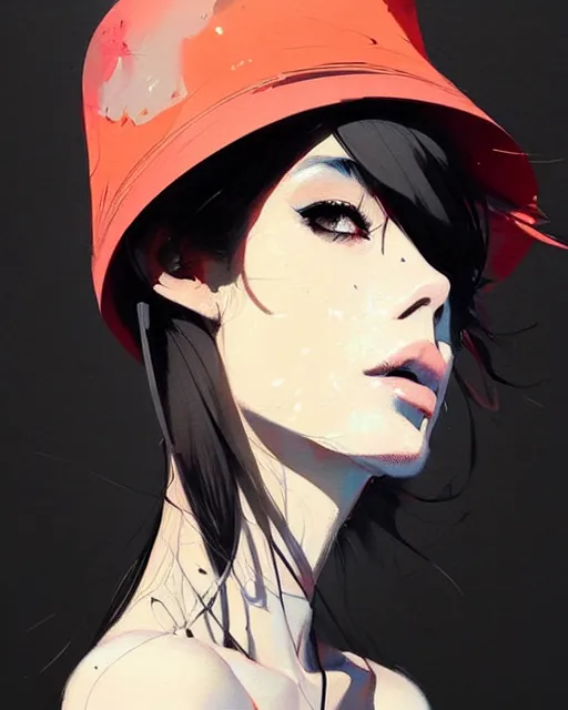 Image similar to a ultradetailed beautiful painting of a stylish woman wearing a bucket hat, by conrad roset, greg rutkowski and makoto shinkai trending on artstation