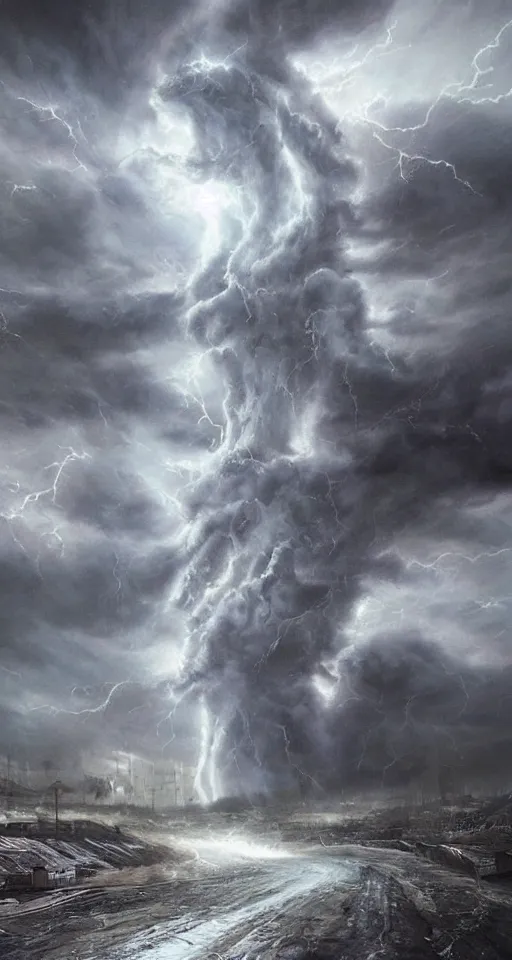 Prompt: hyperrealistic fantasy artwork of tornado storm of robots