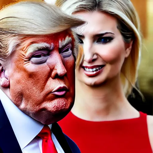 Prompt: Donald Trump and Ivanka Trump as conjoined twins, AP news photo, photorealistic,8k, XF IQ4, 150MP, 50mm, F1.4, ISO 200, 1/160s, natural light