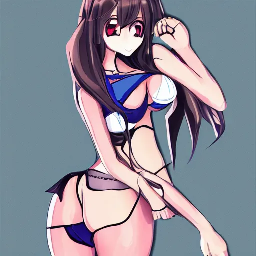 Image similar to an anime drawing of an extremely curvy girl featured on pixiv, booru