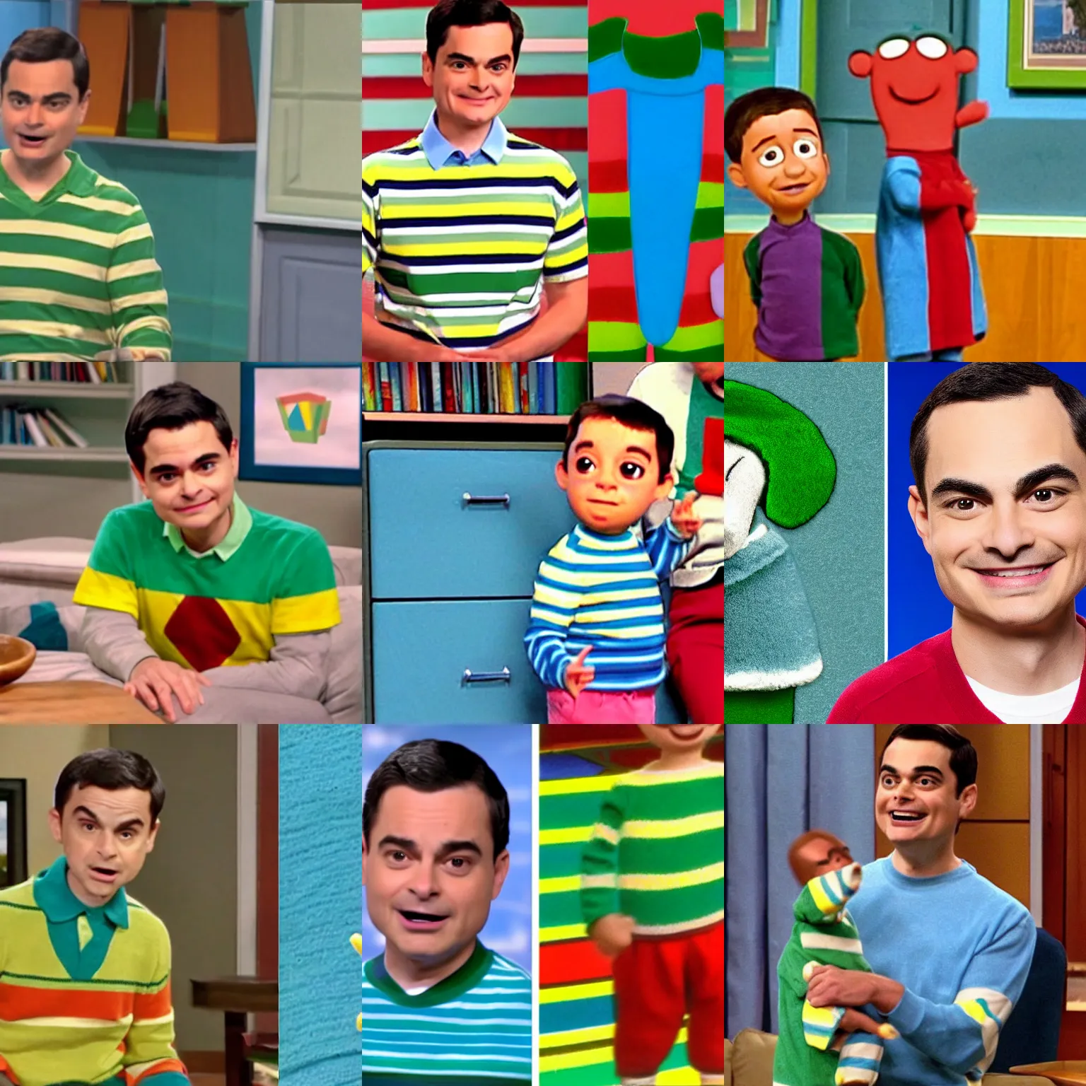 Prompt: ben shapiro as steve from blues clues, tv still, kids show