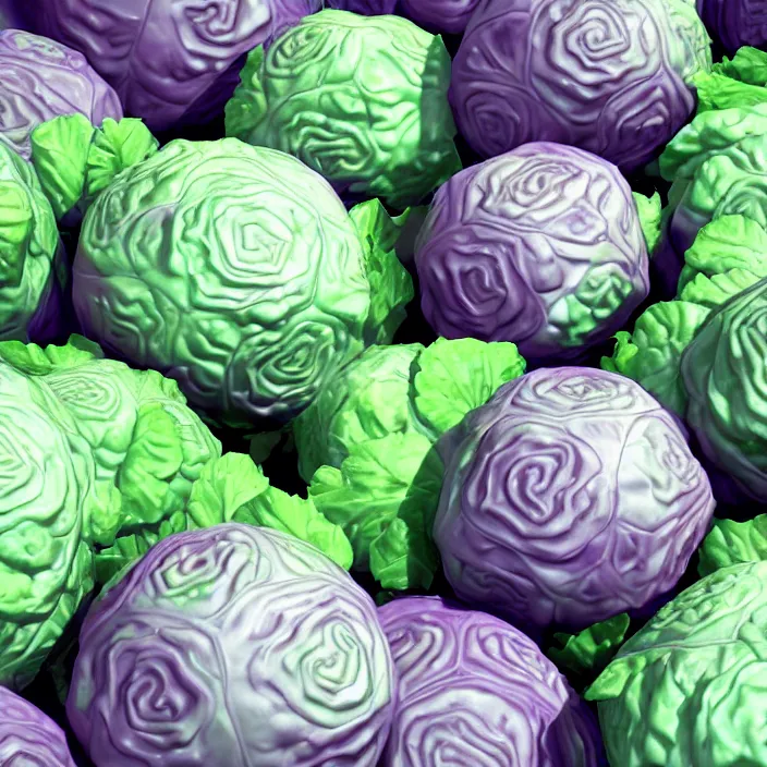 Image similar to high quality 3 d render very cute cabbages money dollar! party! highly detailed, unreal engine cinematic smooth, moody purple glow light, low angle, uhd 8 k, sharp focus