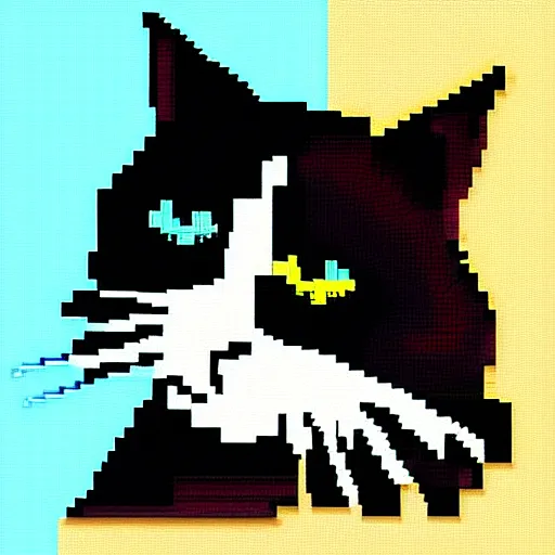 Image similar to pixel art of a cat