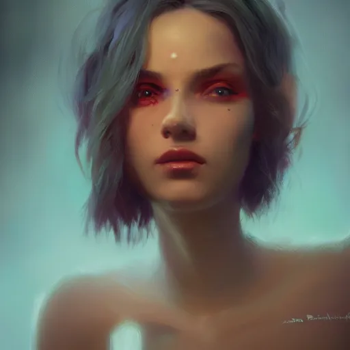 Prompt: a sensual portrait of a female huggy wuggy from poppy playtime video game, oil painting, Greg Rutkowski, Charlie Bowater, Beeple, unreal 5, DAZ, hyperrealistic, octane render, RPG portrait, dynamic lighting, fantasy art, beautiful face