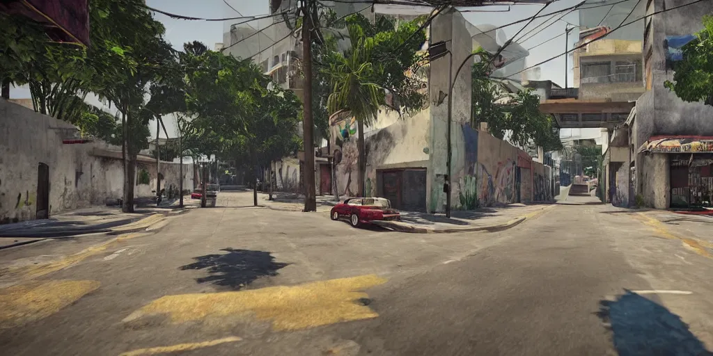 Image similar to zona 1 in guatemala city if it was a game like grand theft auto v first person view, with realistic visuals and award winning gameplay, graffitis