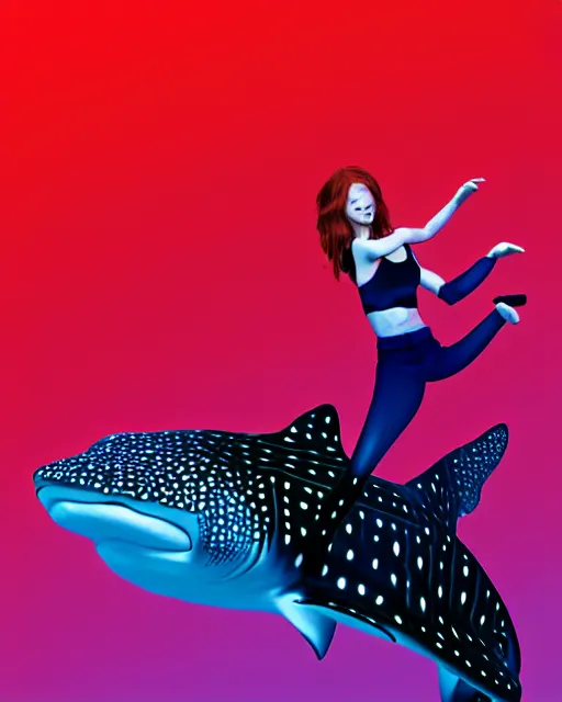 Prompt: whale shark dance with redhead girl, radiant lighting, cinematic, artstation