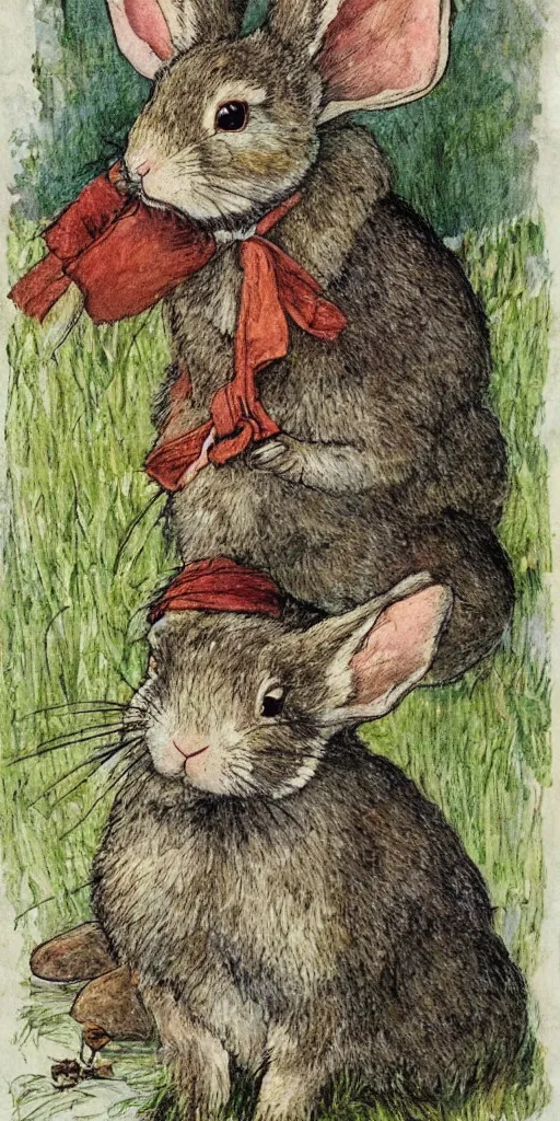 Prompt: a rabbit in the style of carl larsson