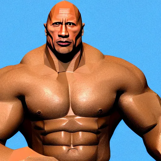 Prompt: Dwayne the rock Johnson in low-poly style