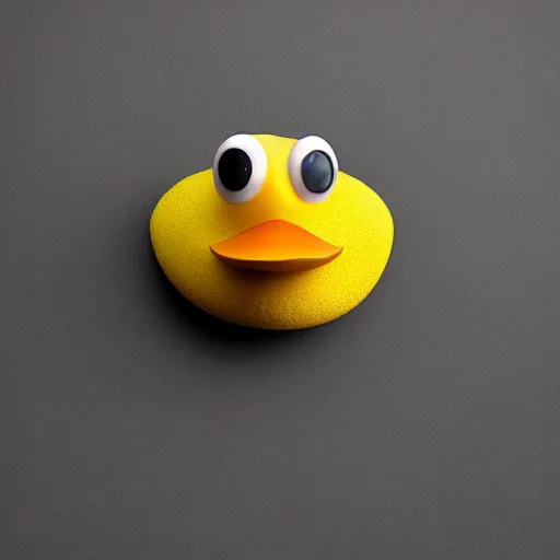 Image similar to banana duck 8k high resolution, super detailed peeled banana with duck beak and small dot eyes.