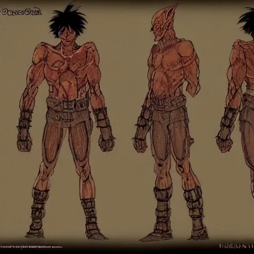 Image similar to akira pose character in planescape, concept