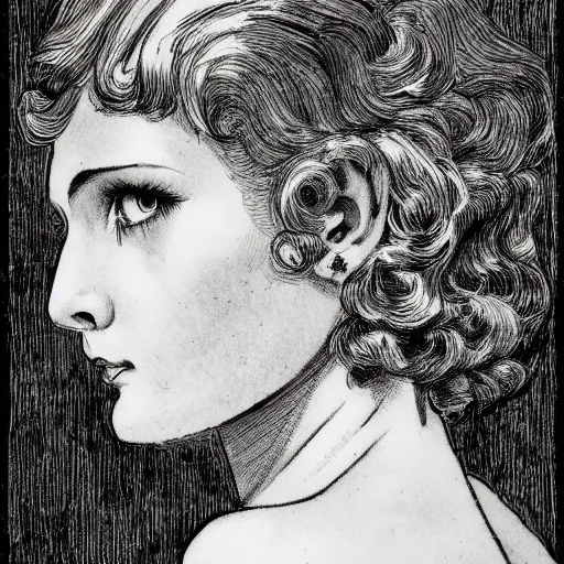 Prompt: a portrait in the style of charles dulac and virgil finlay and charles dana gibson.
