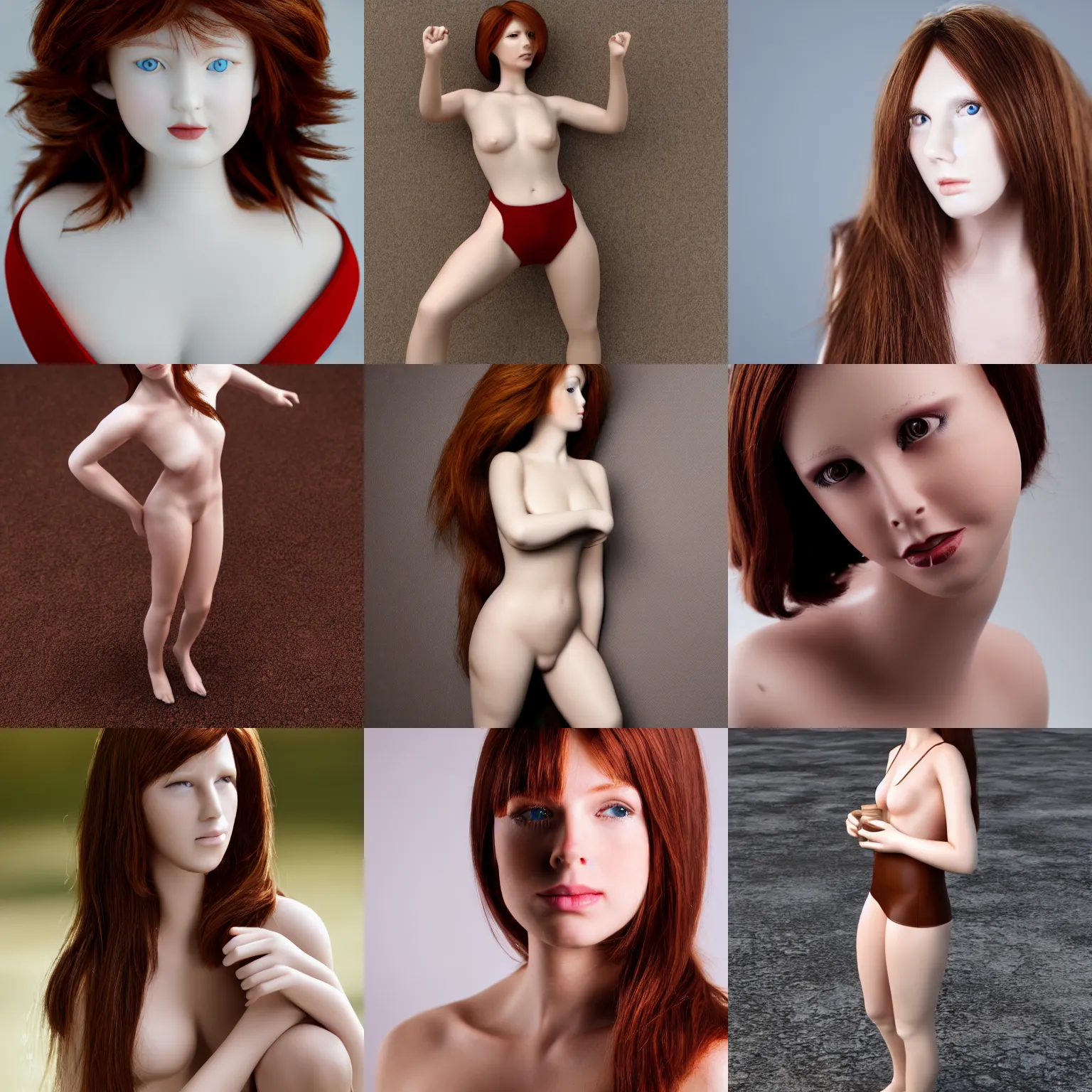 Prompt: red-brown haired porcelain skin stock model, full body photograph, safe for work, 4k