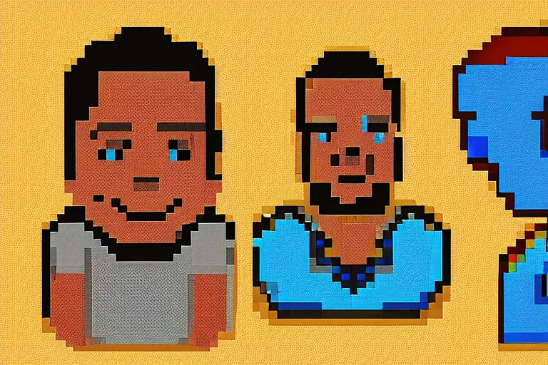 Image similar to pixel art of dwayne johnson and kevin hart, 8 bit, hd