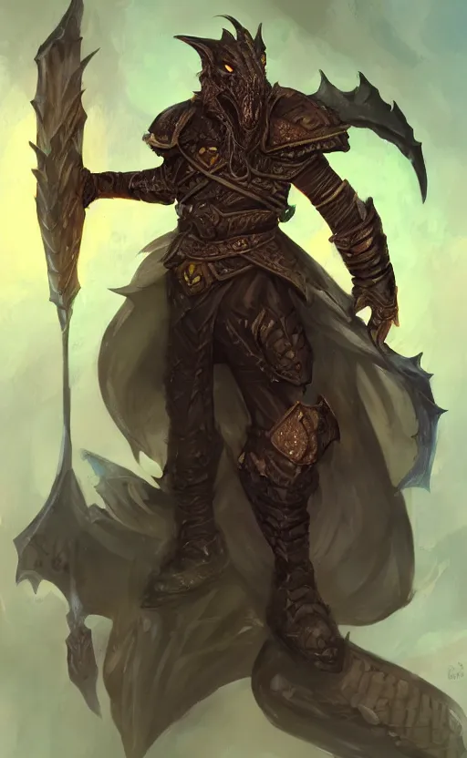 Image similar to a dragonborn warlock dnd character, by chengwei pan