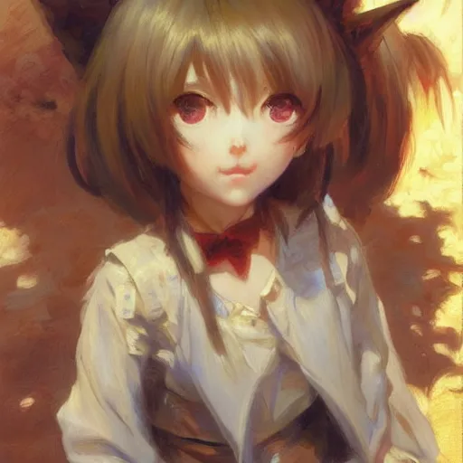 Image similar to cute anime girl portraits, chibi art, painting by gaston bussiere, craig mullins, j. c. leyendecker