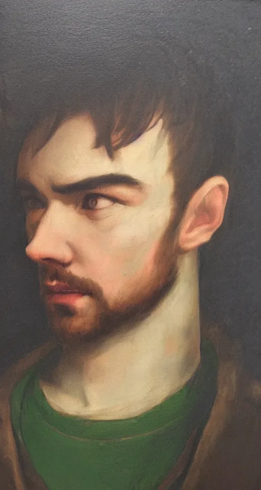 Prompt: jacksepticeye renaissance portrait painting, chiaroscuro, oil paints on canvas