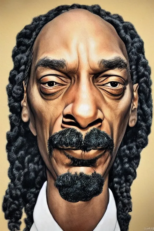 Image similar to ultra realistic snoop dogg as Gandalf, face portrait in the style of grant wood