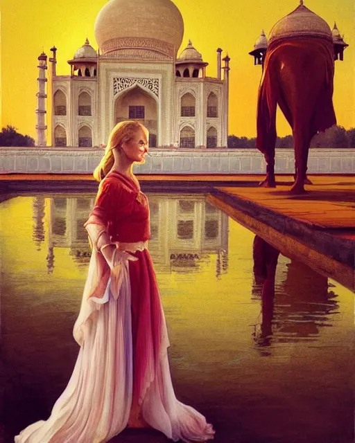 Image similar to tuesday weld visits the taj mahal by charlie bowater, by francine van hove, by alex horley, by tom chambers, by slim aarons