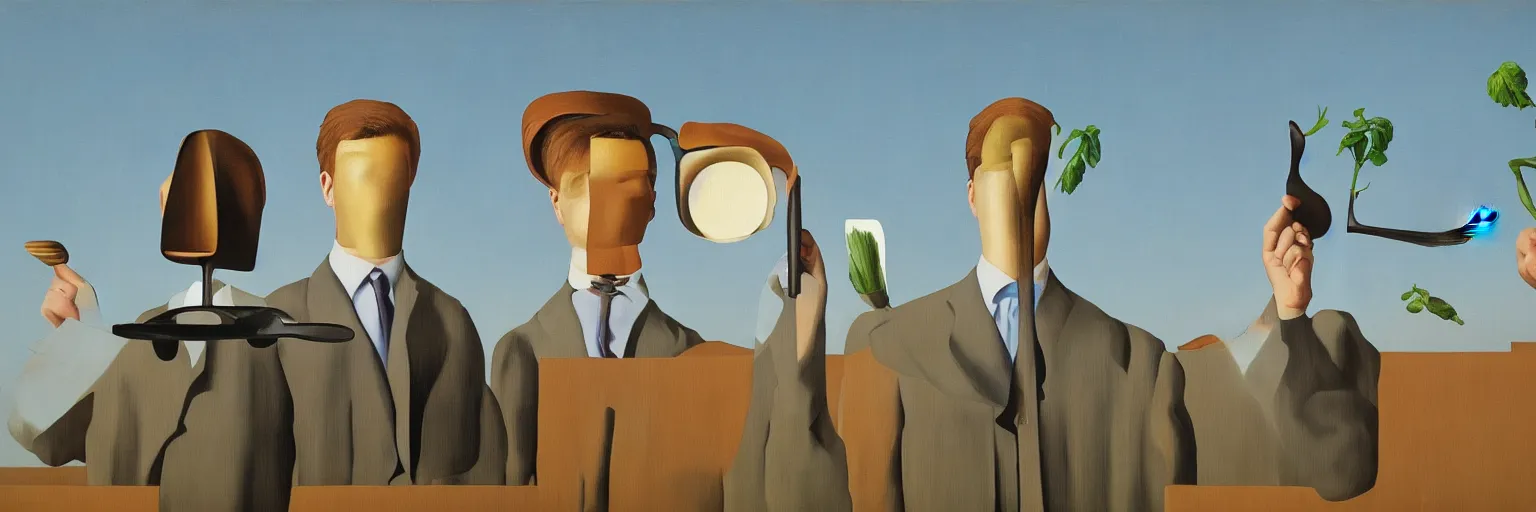 Image similar to fork knife spoon painting magritte