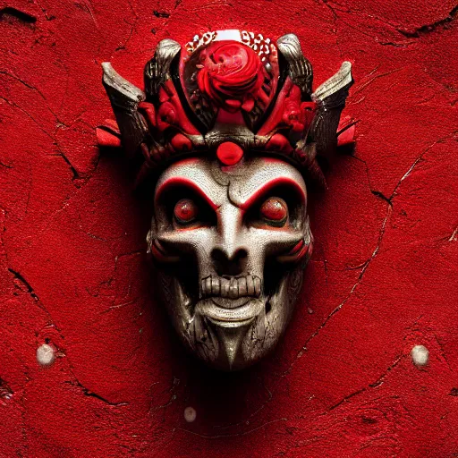 Image similar to the god of the dead, octane render, red, ornate