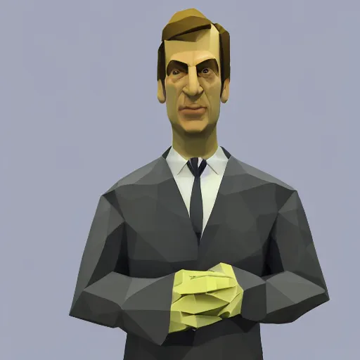 Prompt: low polygon saul goodman, 3 d, ps 1 graphics, gameplay footage, better call saul