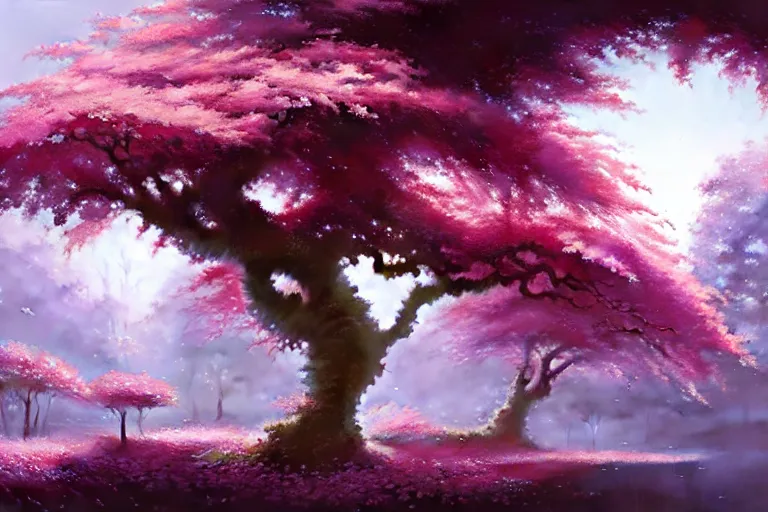 Prompt: highly detailed concept art of a sakura plum tree made with water, overgrowth, Andreas Rocha, Ferdinand Knab, Makoto Shinkai