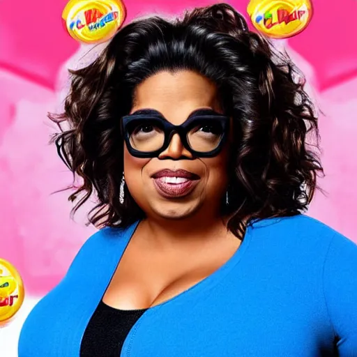 Image similar to obese oprah winfrey eating kinder surprise