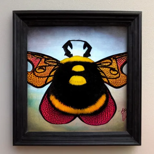 Prompt: giant bumblebee in the style of mark ryden