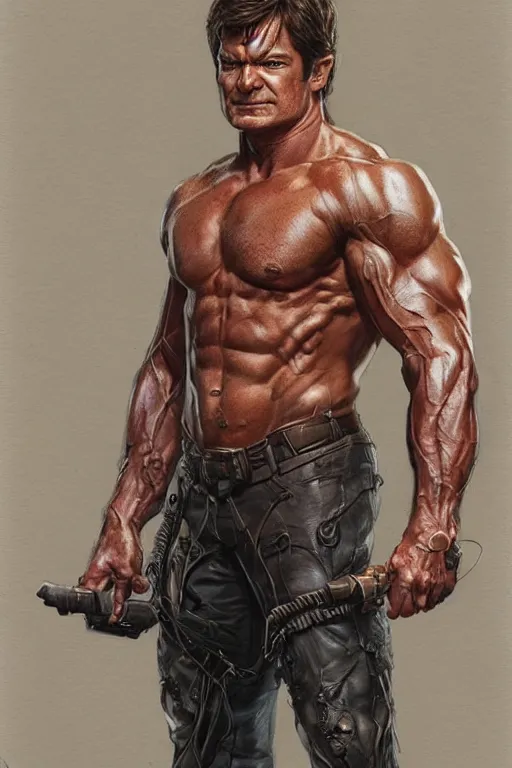 Prompt: muscled Jason Bateman as a ruggedly handsome hero, intricate, elegant, highly detailed, centered, digital painting, artstation, concept art, smooth, sharp focus, illustration, art by artgerm and donato giancola and Joseph Christian Leyendecker, Ross Tran, WLOP