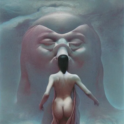 Image similar to Boreas by Zdzisław Beksiński, oil on canvas