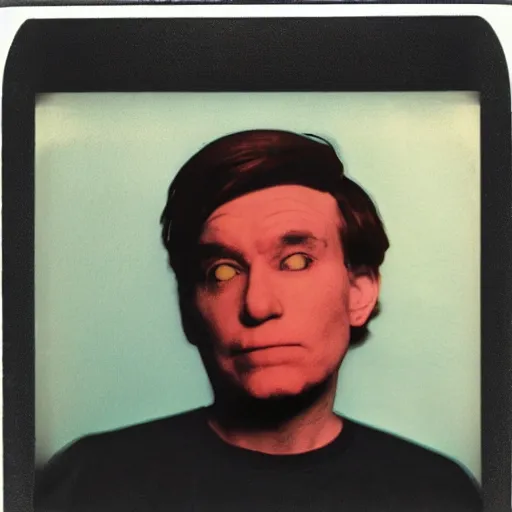 Prompt: color polaroid portrait of a fat man by andy warhol.