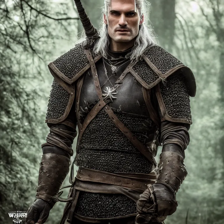 Prompt: 5 5 mm portrait photo of an armored handsome well - built male warrior, in a magical forest in the style the witcher, highly detailed 8 k. lifelike. soft light. nikon d 8 5 0. cinematic post - processing