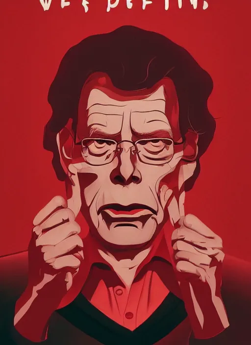 Image similar to Twin Peaks movie poster artwork by Michael Whelan and Tomer Hanuka, Rendering of Stephen King, from a scene from Twin Peaks, clean, full of detail, Matte painting, trending on artstation and unreal engine