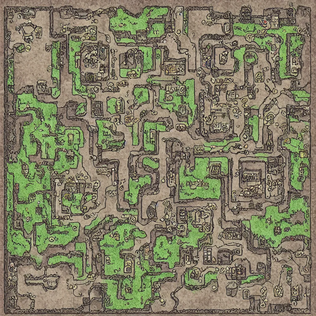 Image similar to dungeon map by dysonlogos, nine rooms, map of osr dungeon, 1 0 foot, map of tomb of horror, high resolution,