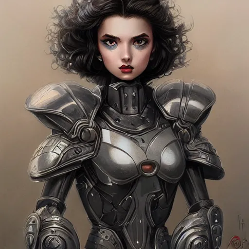 Image similar to Lofi portrait with armor, Pixar style by Joe Fenton and Stanley Artgerm and Tom Bagshaw and Tim Burton