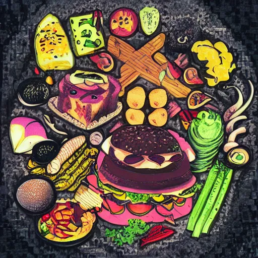 Image similar to weirdcore style food