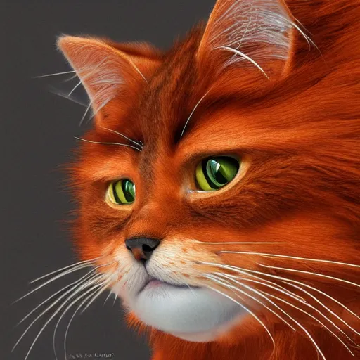 hyperrealistic picture of the cat Garfield, orange | Stable Diffusion