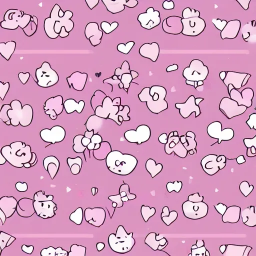 Prompt: a super cute kawaii pastel pink pattern, pixiv