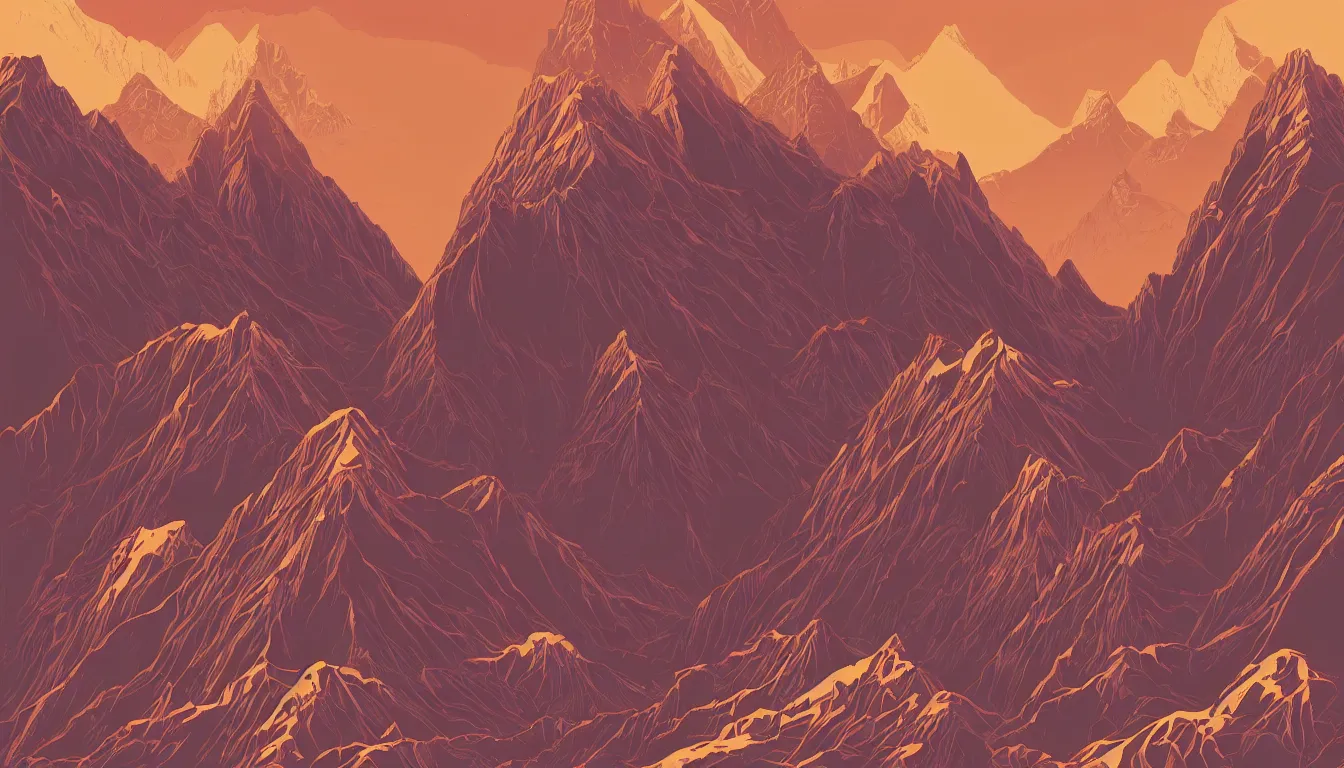 Prompt: Himalayas by Kilian Eng, minimalist, detailed