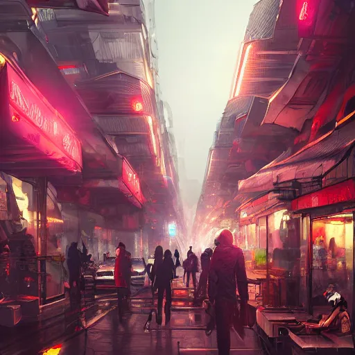 Image similar to Paris futur, asian district, cyberpunk city. Trending on Artstation