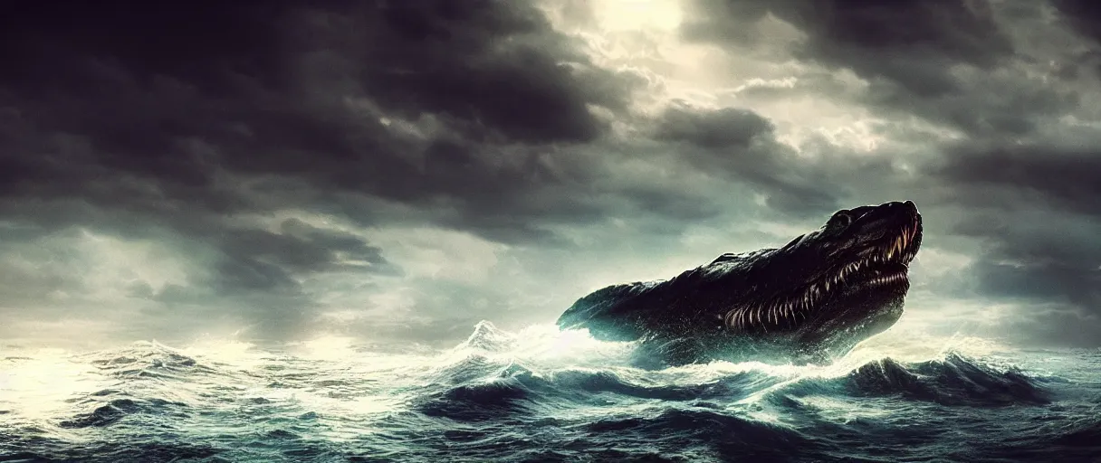 Image similar to ocean monster atmospheric dramatic lighting cinematic establishing shot extremely high detail foto realistic cinematic lighting post processed
