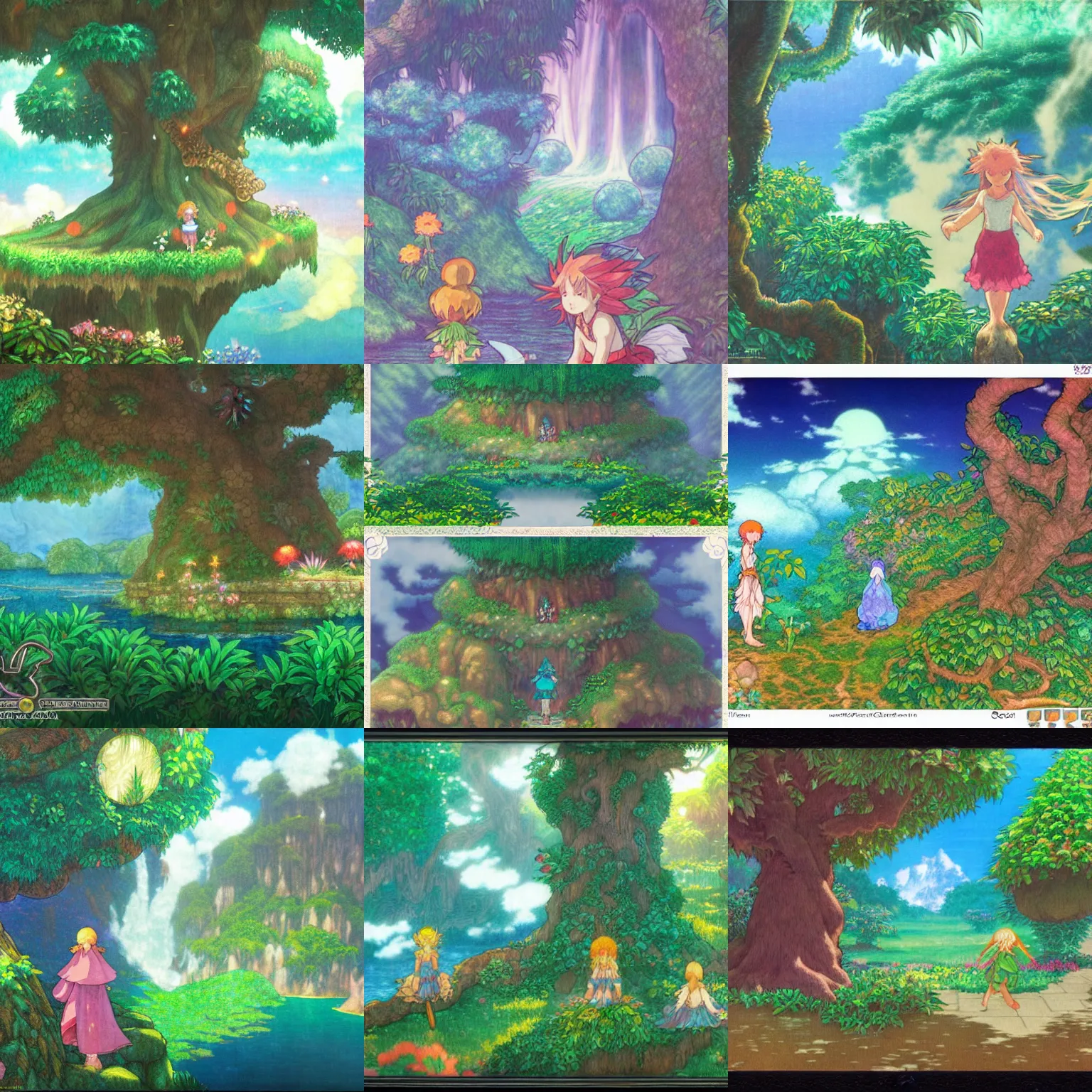 Prompt: secret of mana, misty island, ghibli, mucha, high quality, photorealism