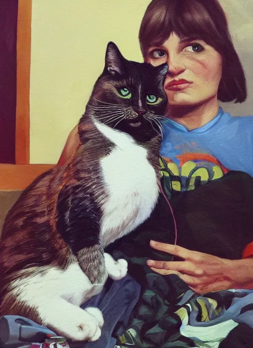 Prompt: epic portrait of me and my cat