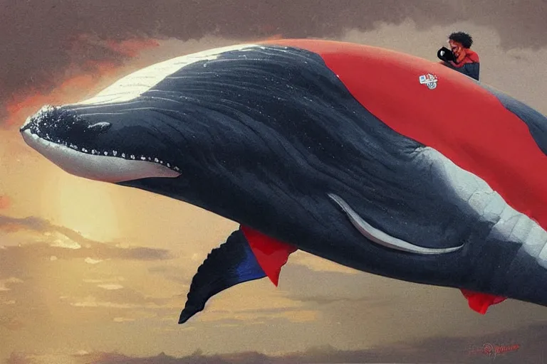 Prompt: a whale who loves patrick mahomes and the nfl, by greg rutkowski, rossdraws, gil elvgren, enoch bolles, anime, very coherent