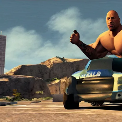 Prompt: dwayne johnson from grand theft auto san andreas