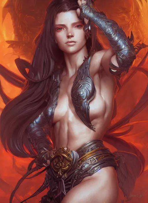 Prompt: ultra realistic illustration, lady with abs as diablo 3 wizard anime, intricate, elegant, highly detailed, digital painting, artstation, concept art, smooth, sharp focus, illustration, art by artgerm and greg rutkowski and alphonse mucha and wlop