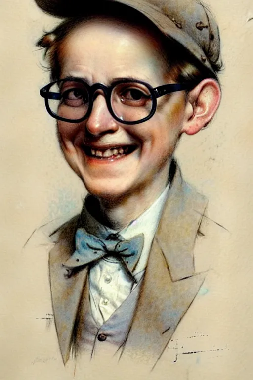 Prompt: (((((1950s smiling toast wearing glasses . muted colors.))))) by Jean-Baptiste Monge !!!!!!!!!!!!!!!!!!!!!!!!!!!